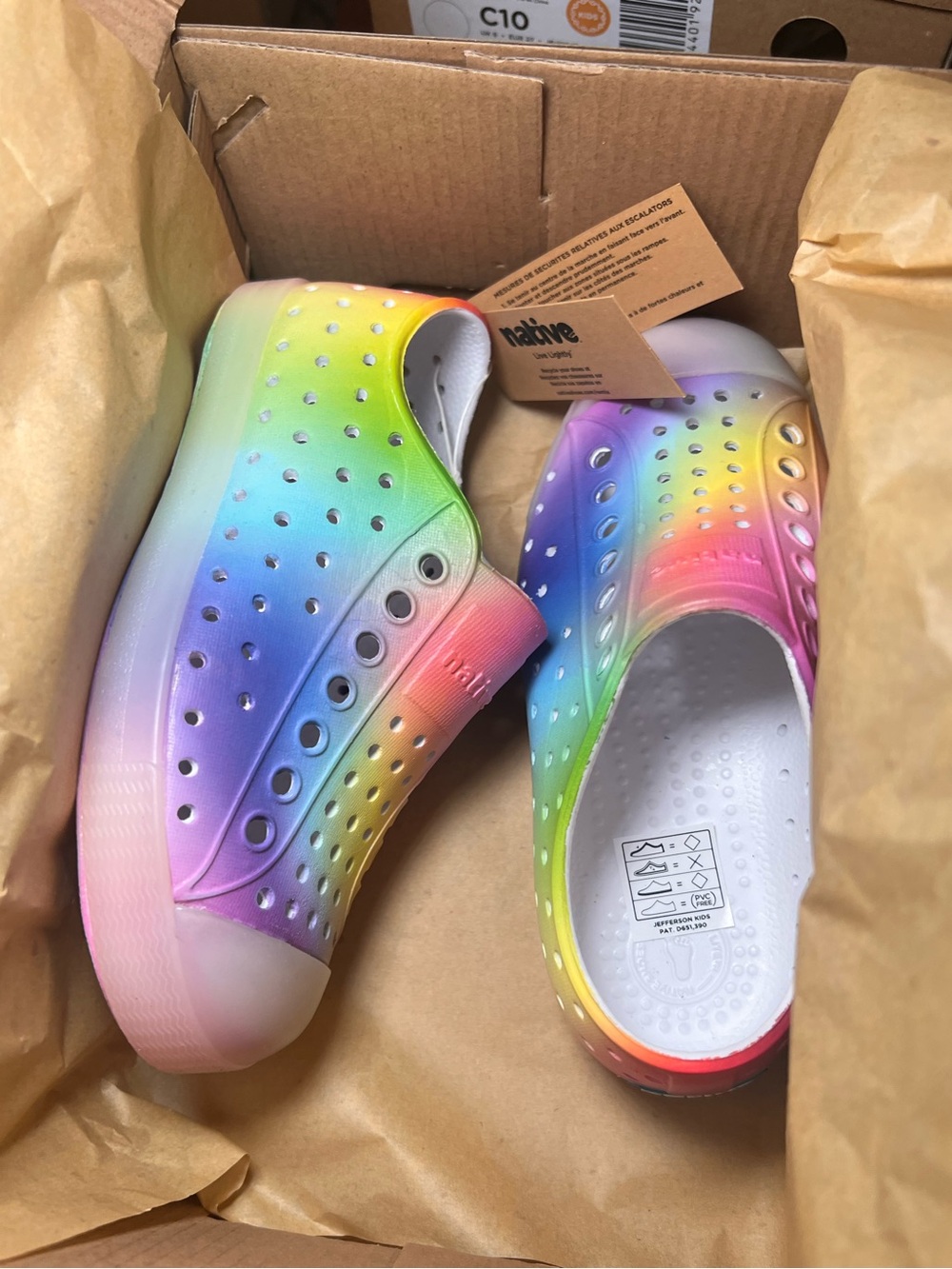 Native Shoes Toddler Size 10, 12 Rainbow Slip-On Jefferson Water Friendly - Picture 2 of 2